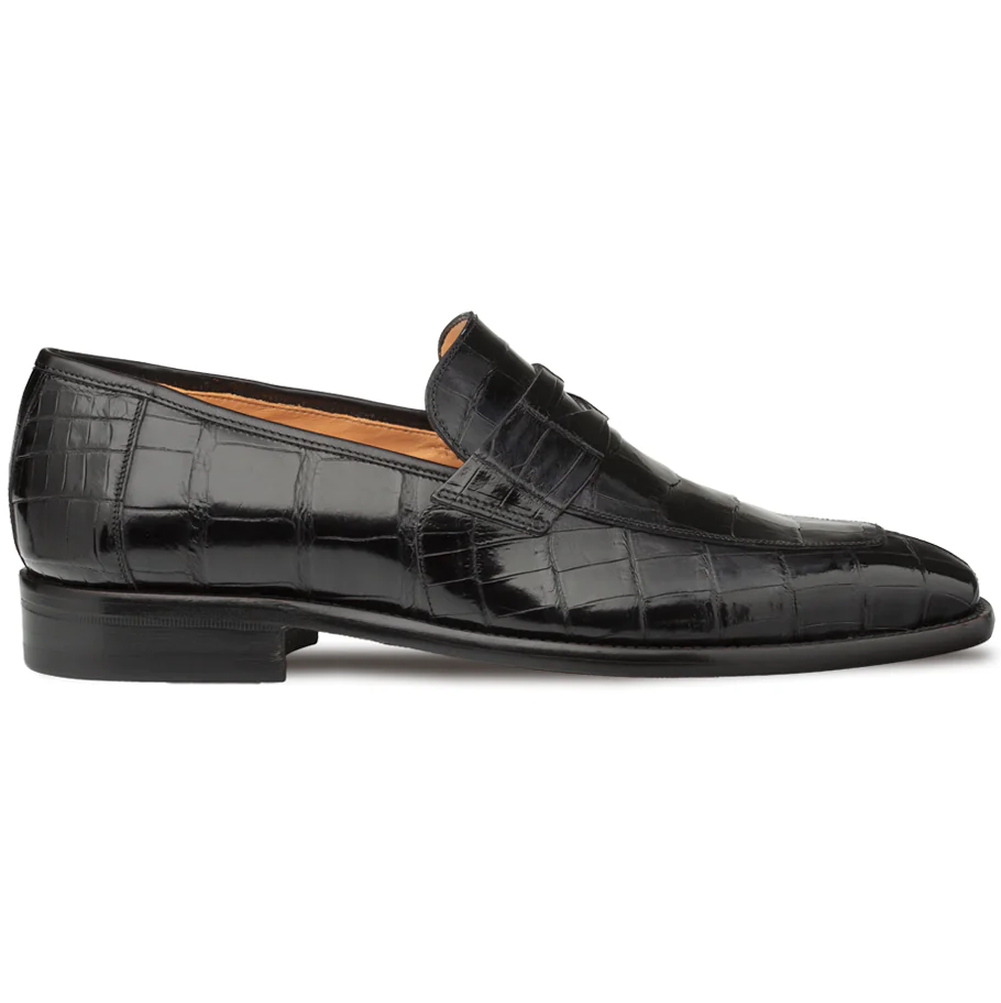 Mezlan Piccolo Alligator Penny Loafer Black