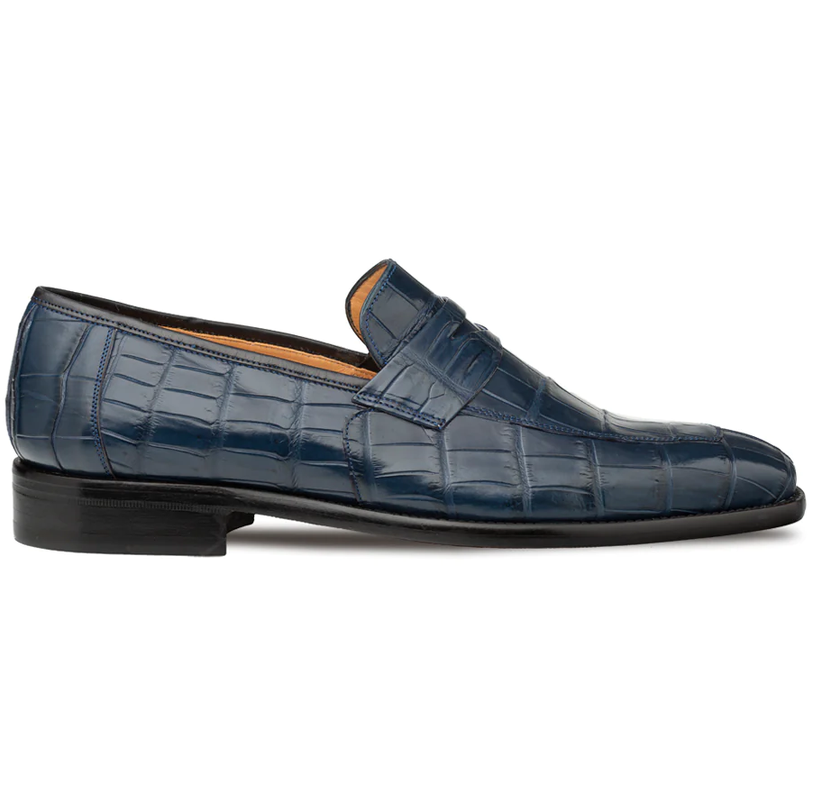 Mezlan Piccolo Alligator Penny Loafer Blue