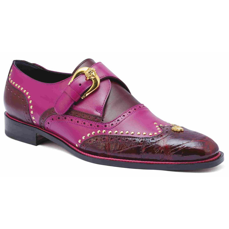 Mauri 3051 Godfather Alligator Monk Strap Ruby Red Fuscia