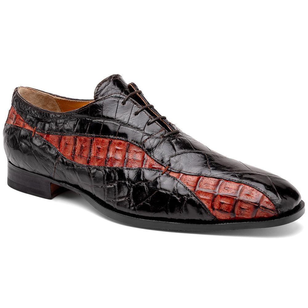 Mauri 3227 Alligator / Hornback Oxford Shoes Dark Brown 
