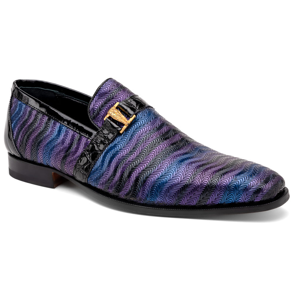 Mauri 4709/6 Elegante Balera Fabric/ Alligator Shoes Purple/ Blue