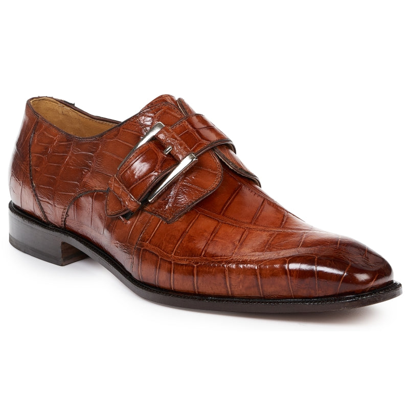 Mauri 4853 Alligator Monk Strap Shoes Gold | MensDesignerShoe.com