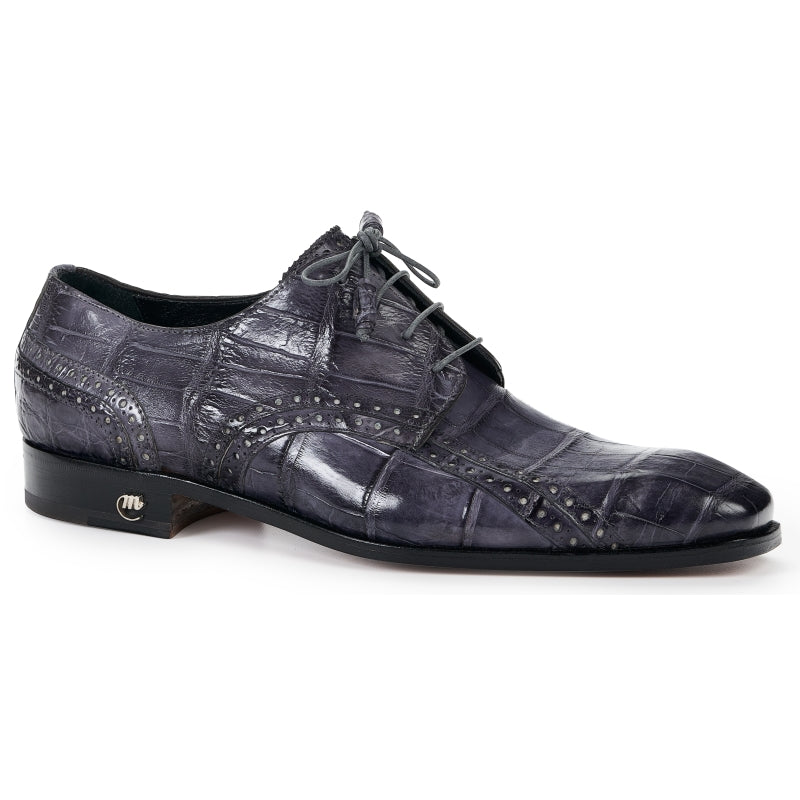 Mauri 4858 Alligator Derby Shoes Medium Gray | MensDesignerShoe.com