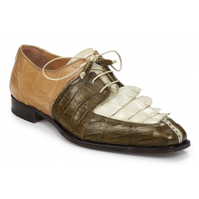 cream color dress shoes Mauri 4876 Metauro Crocodile & Hornback Shoes Dune / Olive / Cream (Special Order)