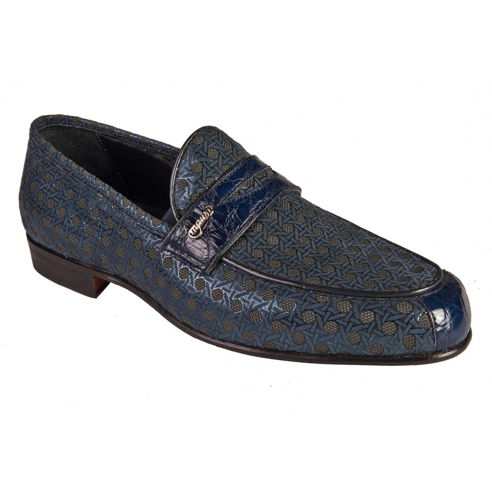 Mauri 4889/1 Alligator / Fabric Cactus Loafers Blue  display picture 3