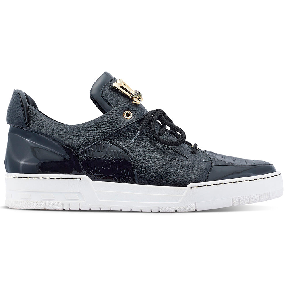 Mauri 8412/1 Boss Patent & Crocodile Sneakers Black