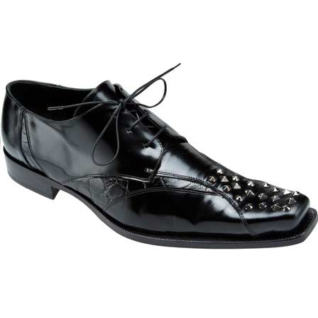 Mauri Avanguardia 44253 Shiny Calfskin & Alligator Shoes Black |  MensDesignerShoe.com