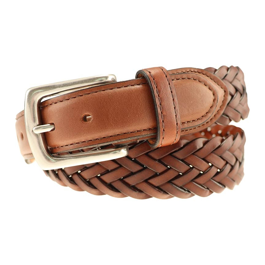 TB Phelps Maxwell Braided Leather Belt Tan