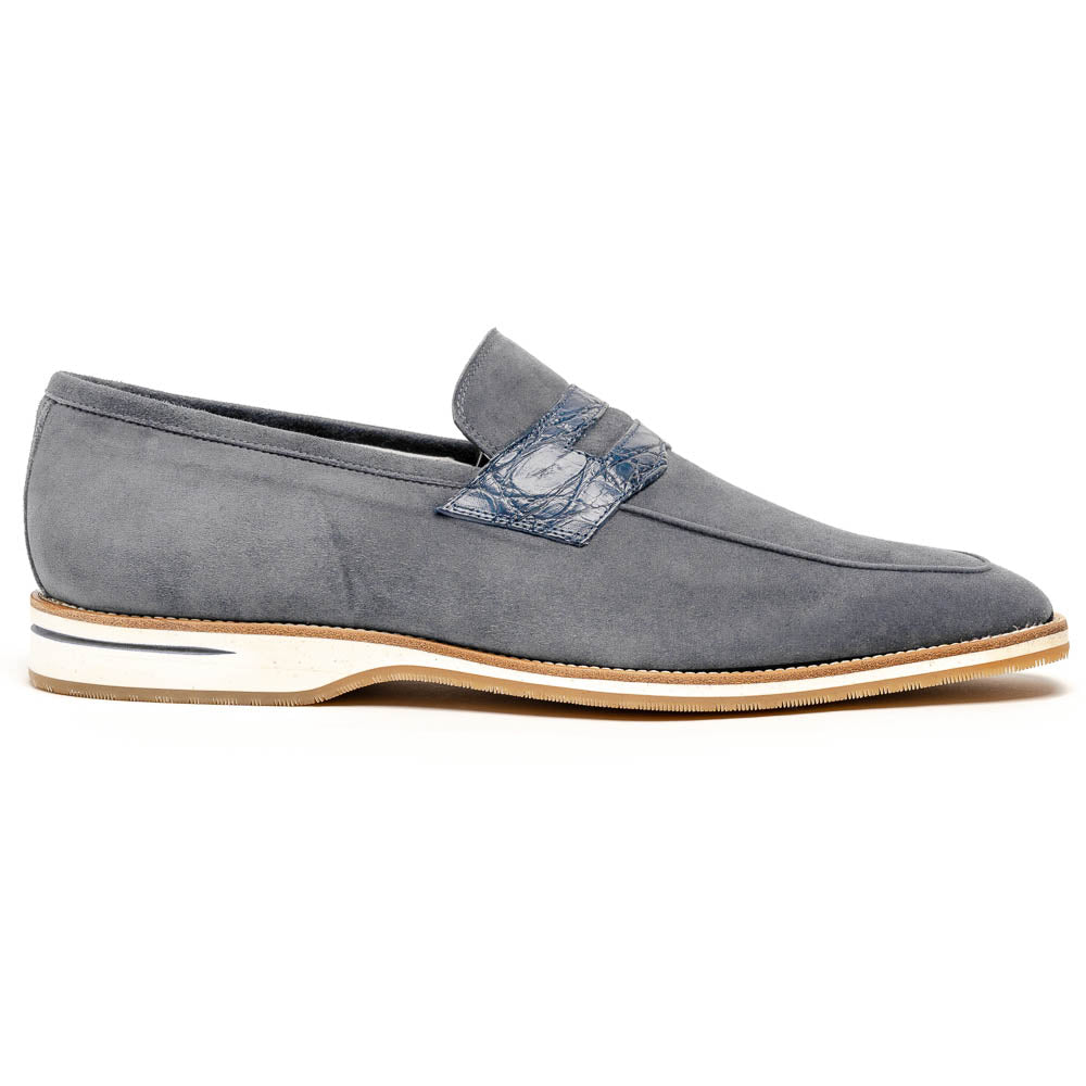 Zelli Meo 3 Suede & Crocodile Loafers Gray 