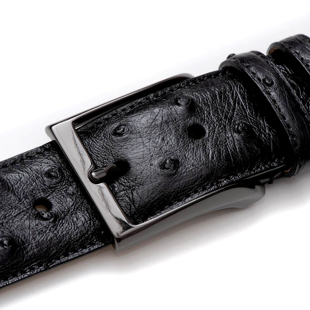 Mezlan AO8146 Genuine Ostrich Belt Black