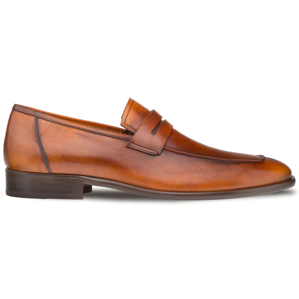 Mezlan Calfskin Penny Loafers Cognac