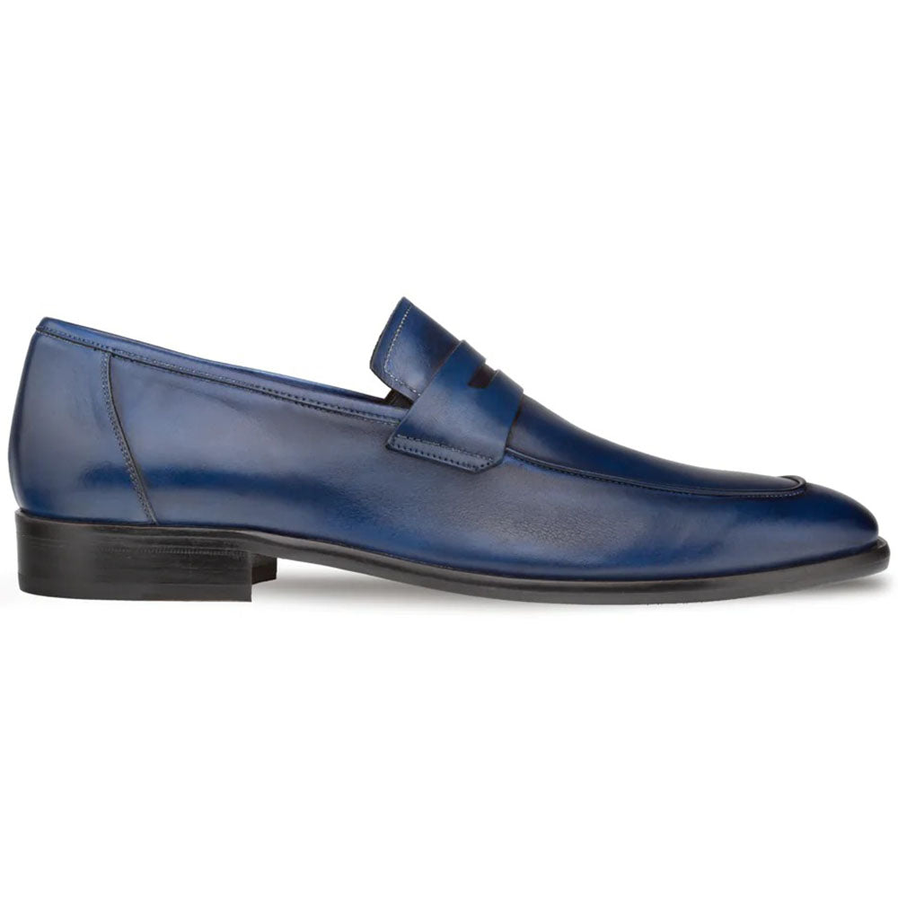 Mezlan Calfskin Penny Loafers Navy