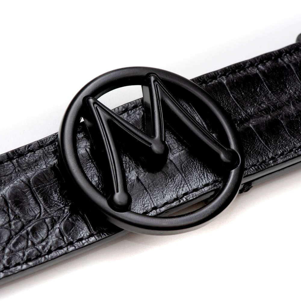 Mezlan Circle Icon Crocodile Belt Black