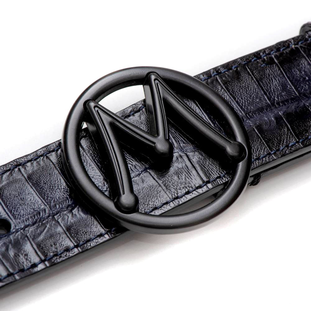 Mezlan Circle Icon Crocodile Belt Blue