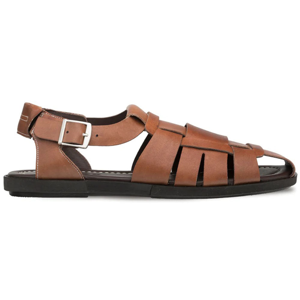NEW Mezlan R20257 Cognac Calfskin Fisherman Handmade Leather Sandal Size 10 Mezlan Fisherman Sandals Cognac (R20257) | MensDesignerShoe.com main image 3