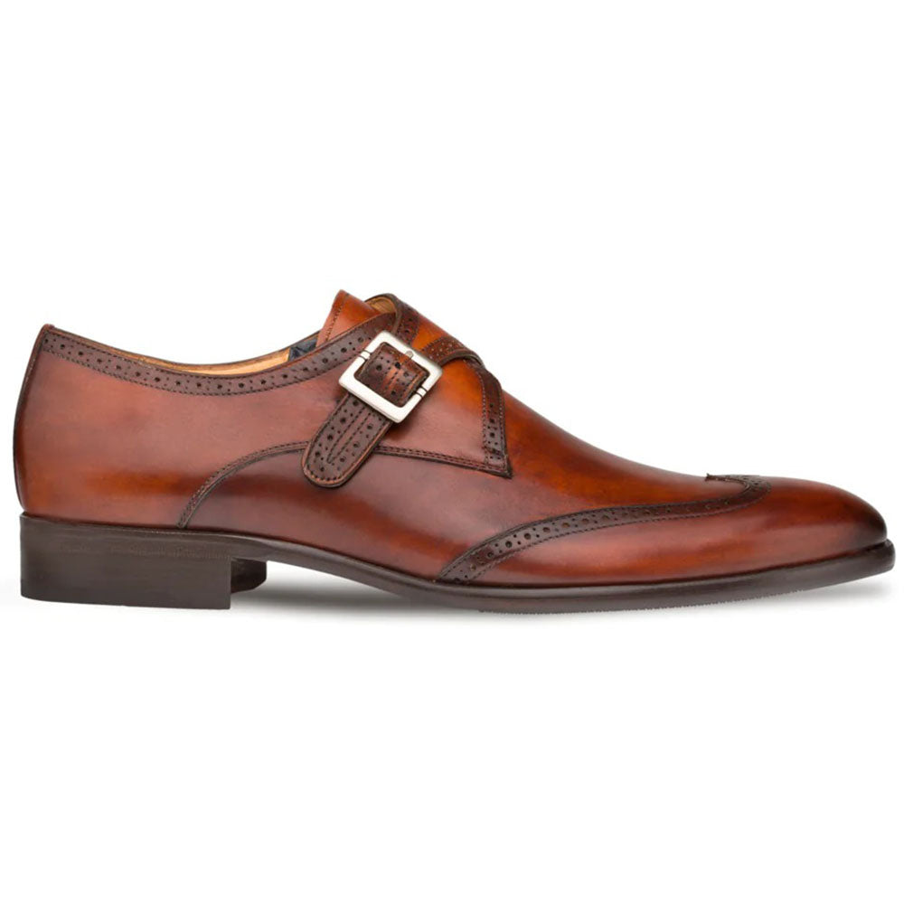 Mezlan Forest Wingtip Monkstrap Shoes Cognac