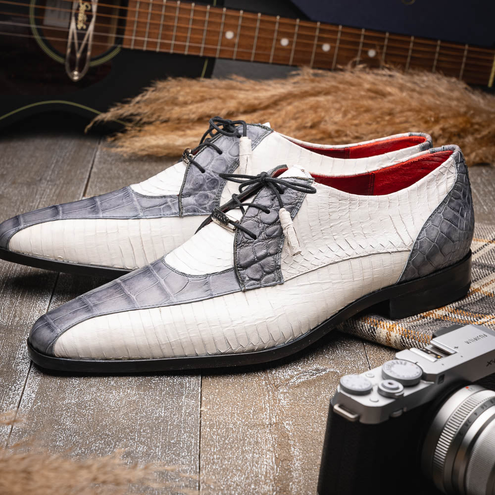Marco Di Milano Moncalieri Alligator & Cobra Shoes White / Grey