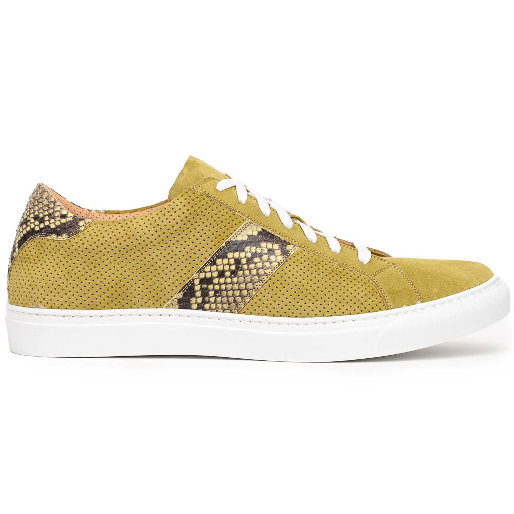 Zelli Olympias Python & Suede Goatskin Sneakers Chartreuse