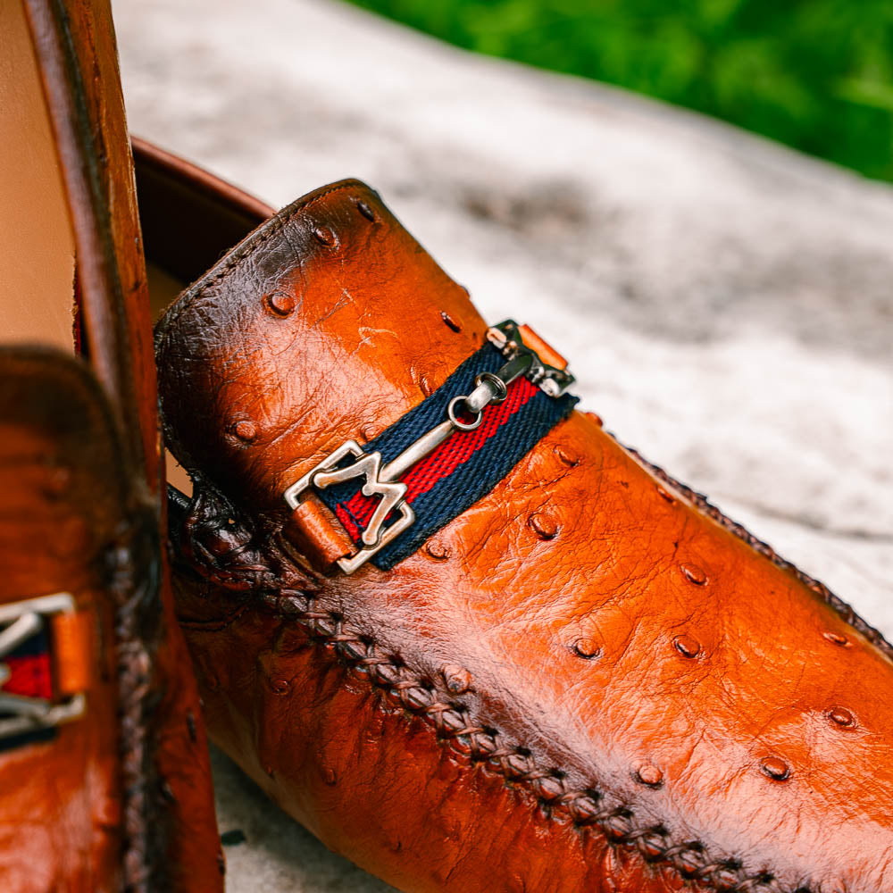 Mezlan Ostrich Driving Shoe Brandy (Exclusive) (RX7041-S)