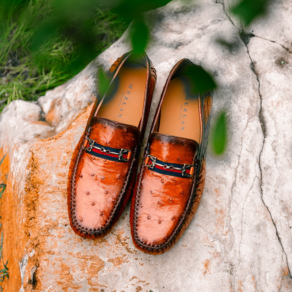 Mezlan Ostrich Driving Shoe Brandy (Exclusive) (RX7041-S)