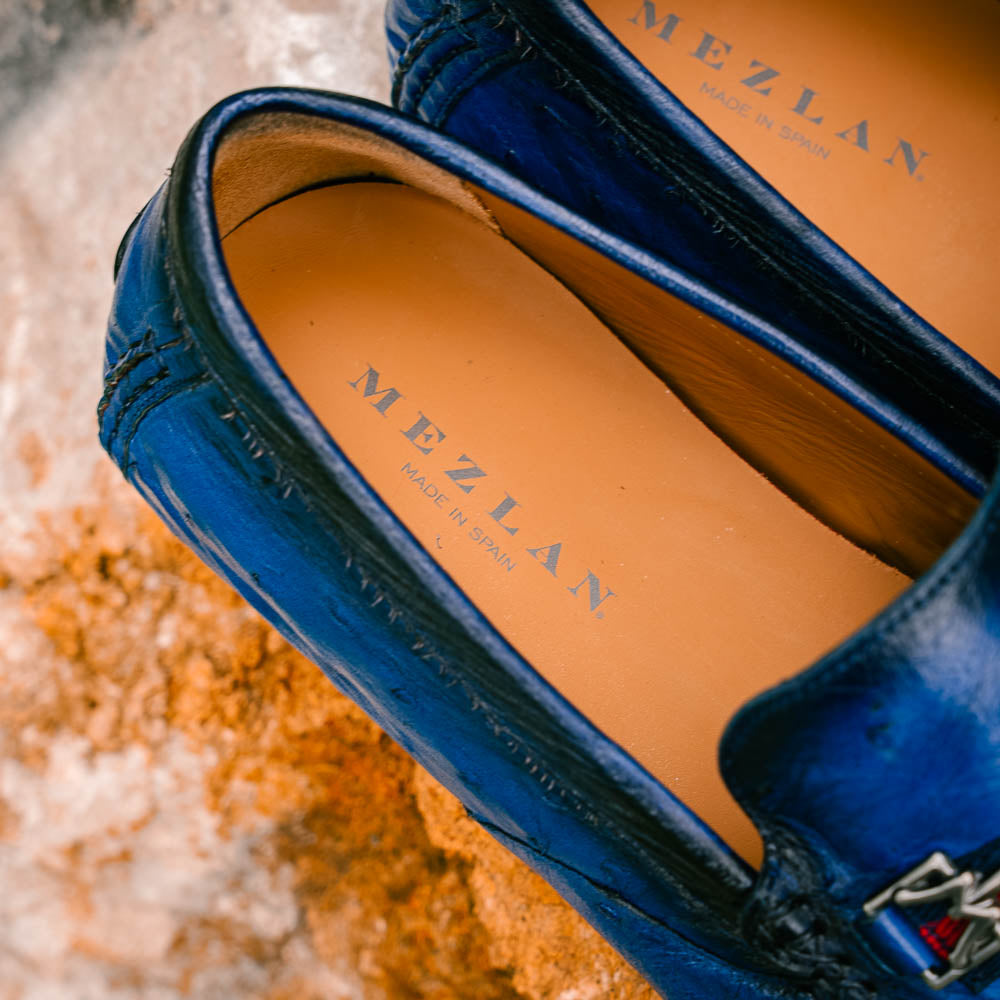 Mezlan Ostrich Driving Shoe Jeans (Exclusive) (RX7041-S)
