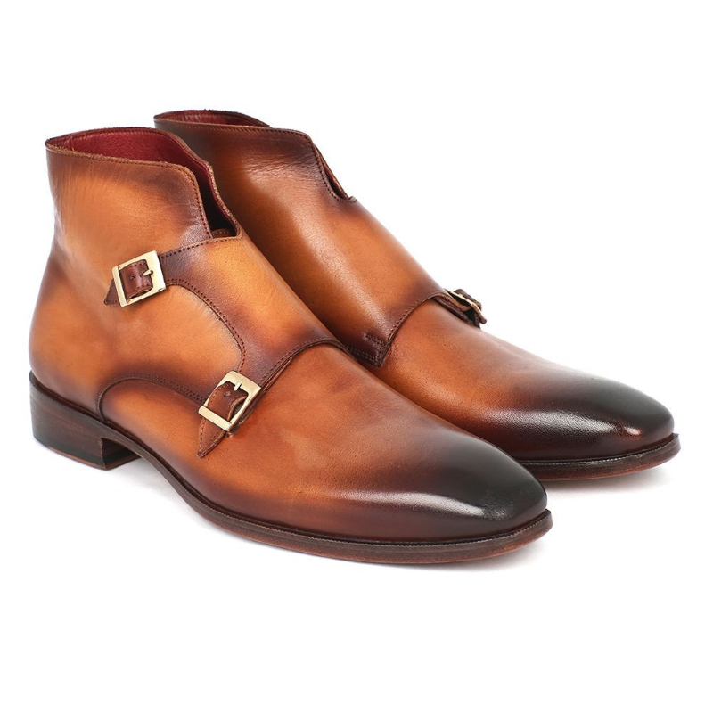 Paul Parkman Double Monk Strap Boots Burnished Brown