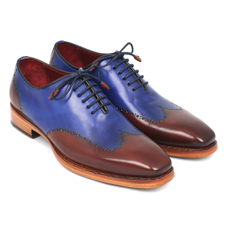 Paul Parkman Goodyear Welted Wingtip Shoes Blue / Brown