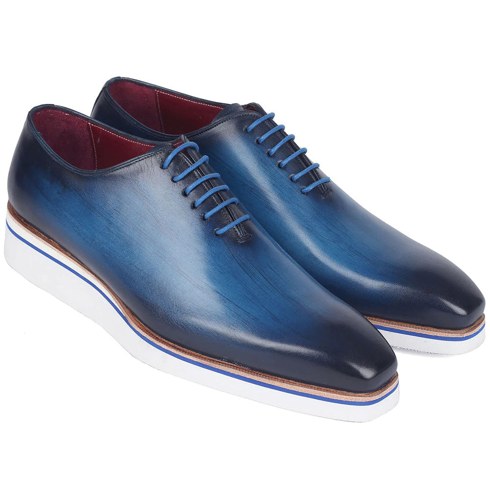 Paul Parkman Smart Casual Oxfords Blue Leather - 185-BLU-LTH