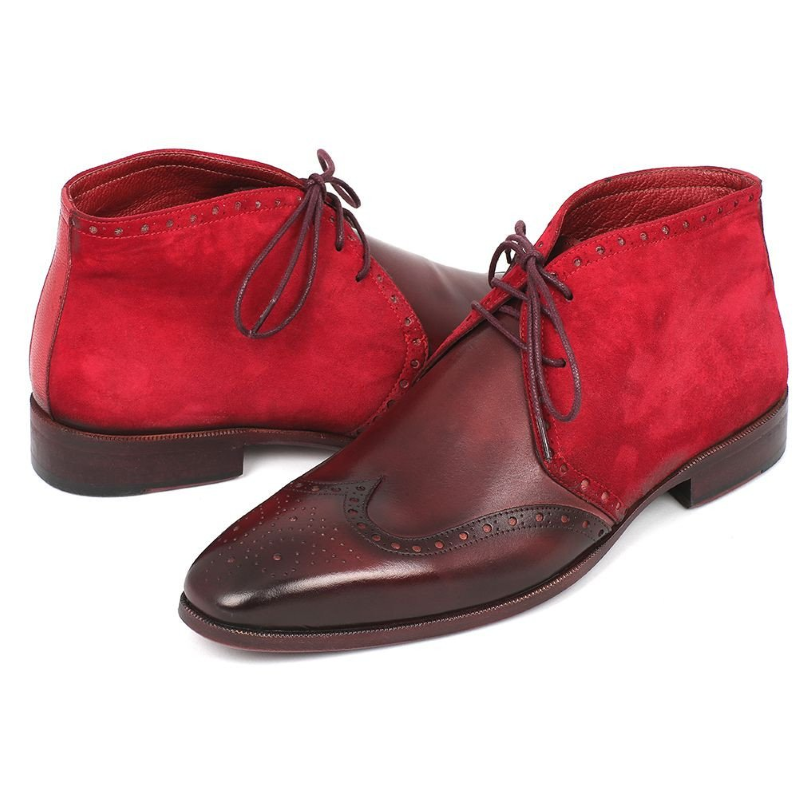 Paul Parkman Suede & Calfskin Chukka Boots Bordeaux