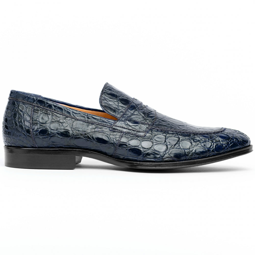 Zelli Roma Crocodile Loafers Navy
