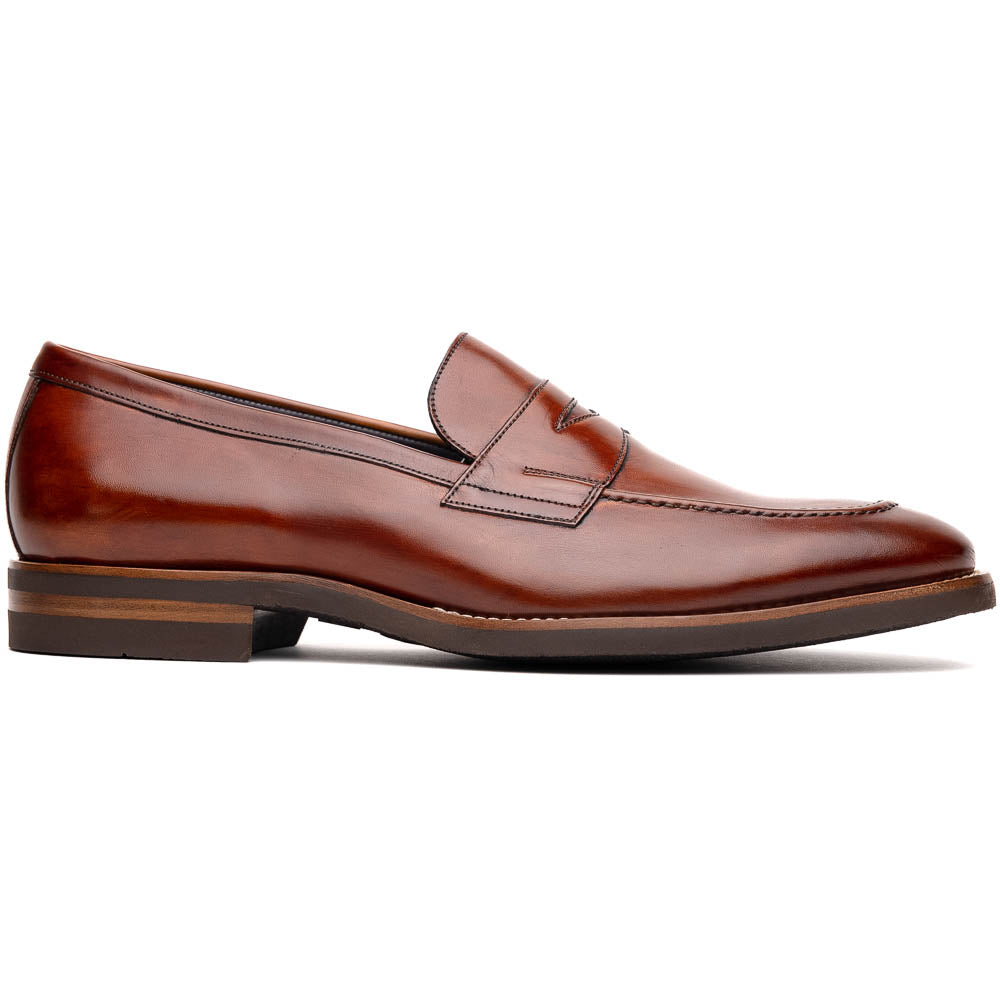 Zelli Roma Hand Burnished Penny Loafers Cognac