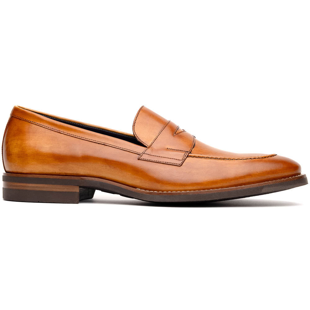 Zelli Roma Hand Burnished Penny Loafers Camel