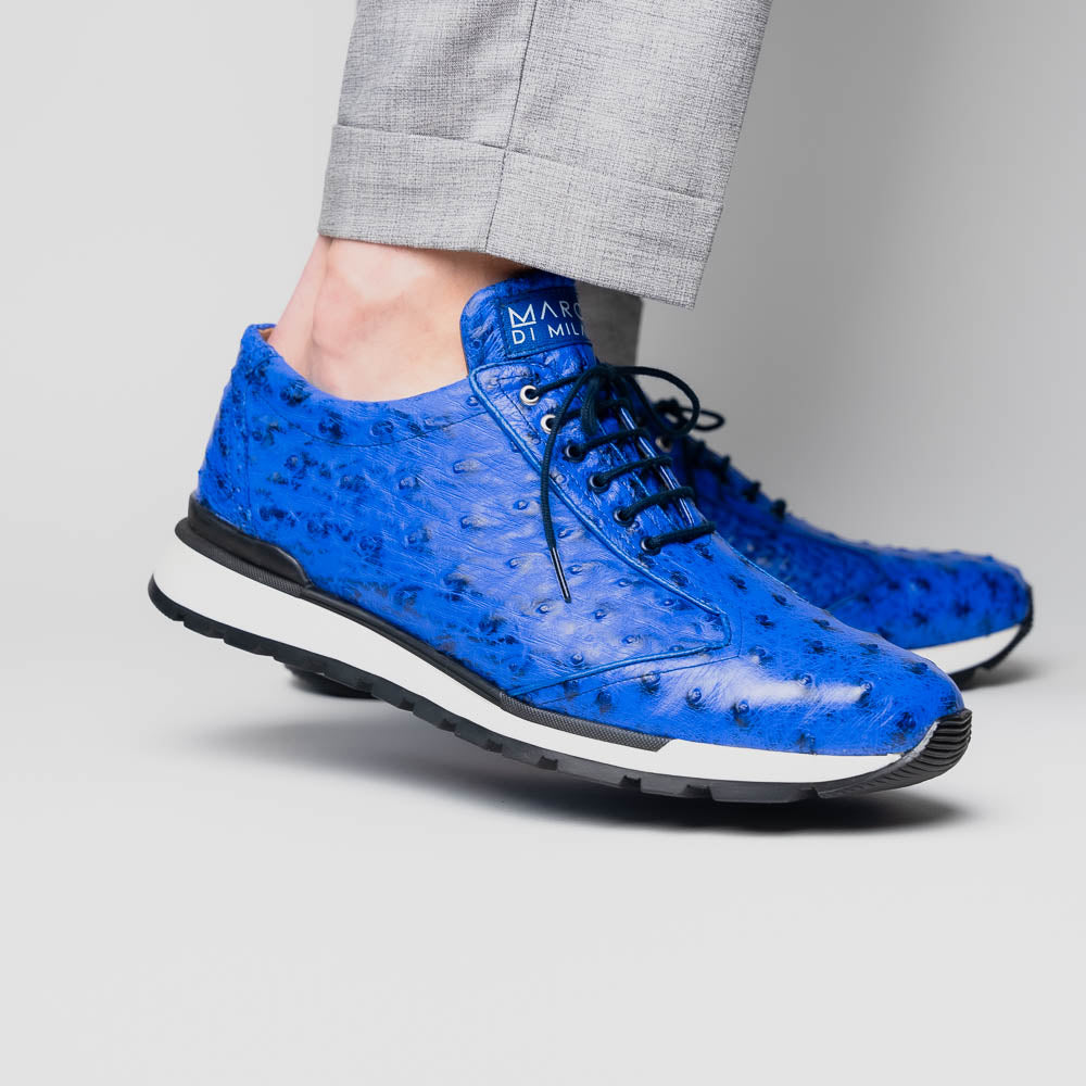 Marco Di Milano Scanno Ostrich Quill Sneakers Electric Blue
