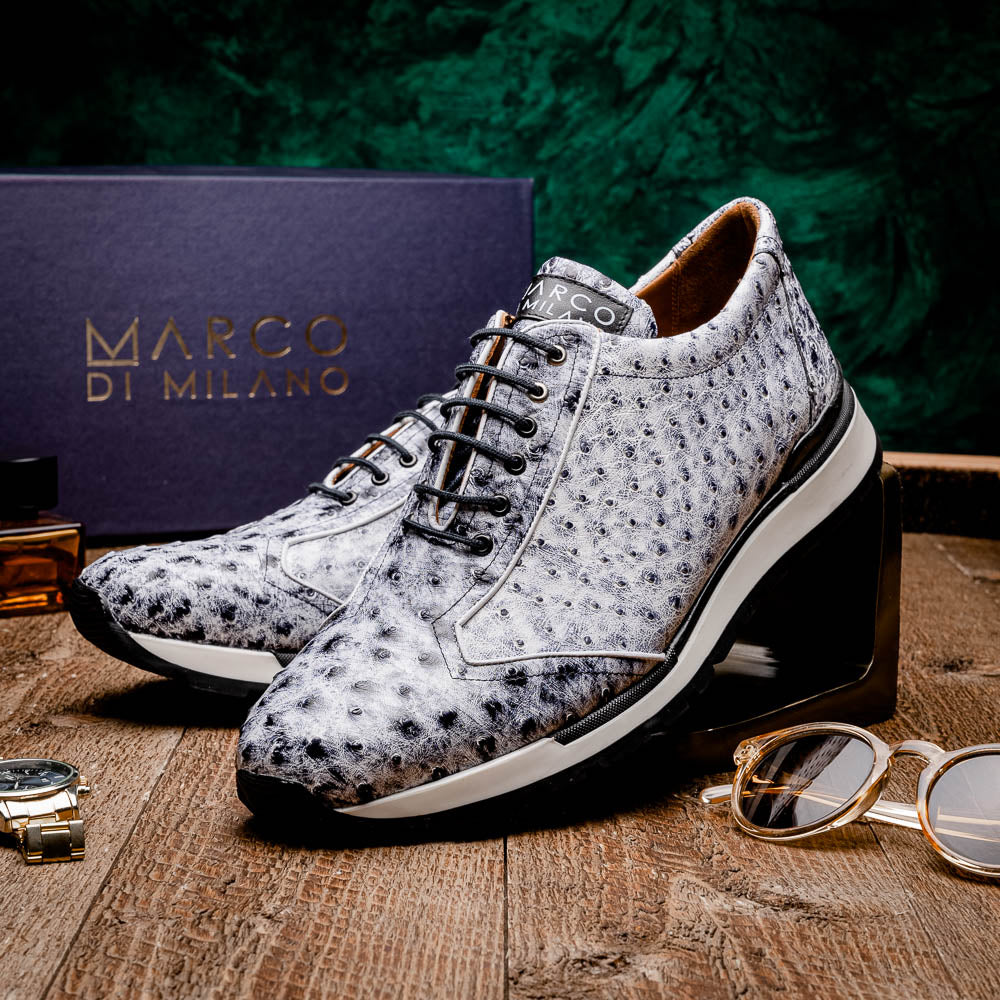 Marco Di Milano Scanno Ostrich Quill Sneakers Antique Newspaper