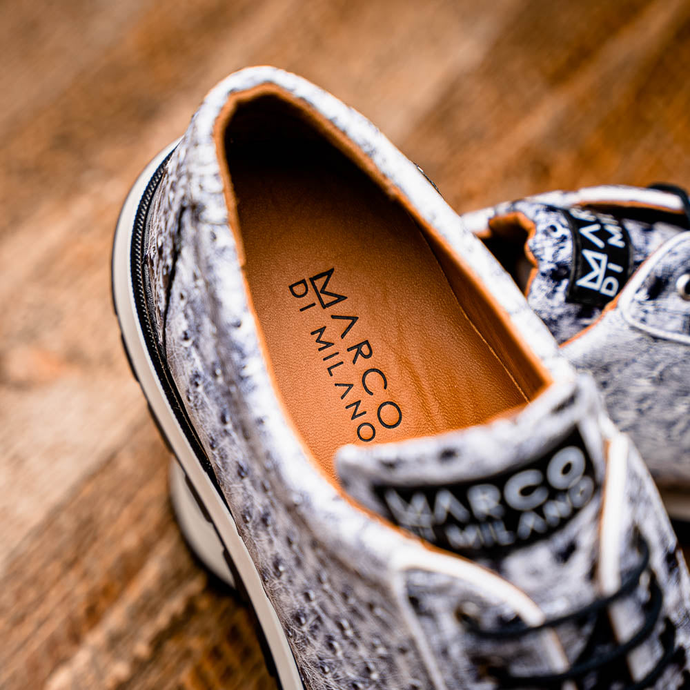 Marco Di Milano Scanno Ostrich Quill Sneakers Antique Newspaper
