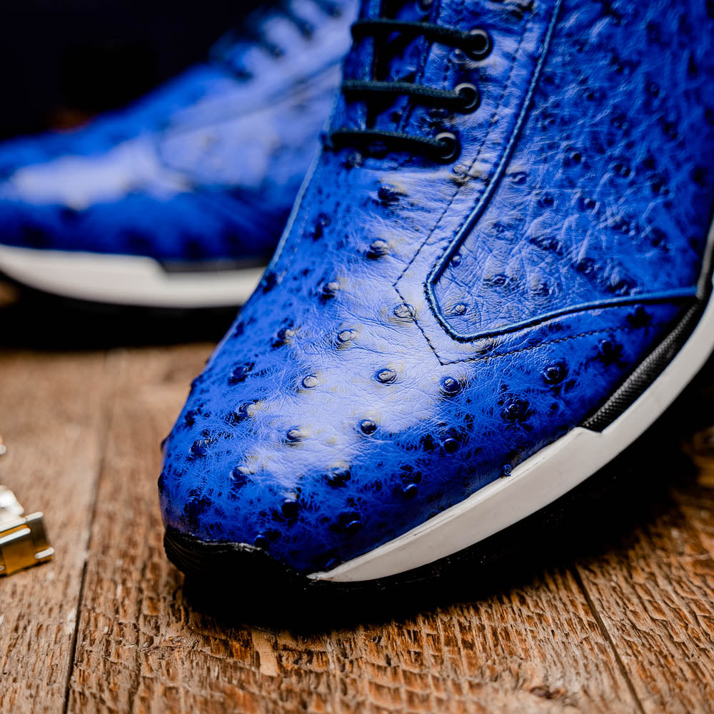 Marco Di Milano Scanno Ostrich Quill Sneakers Electric Blue