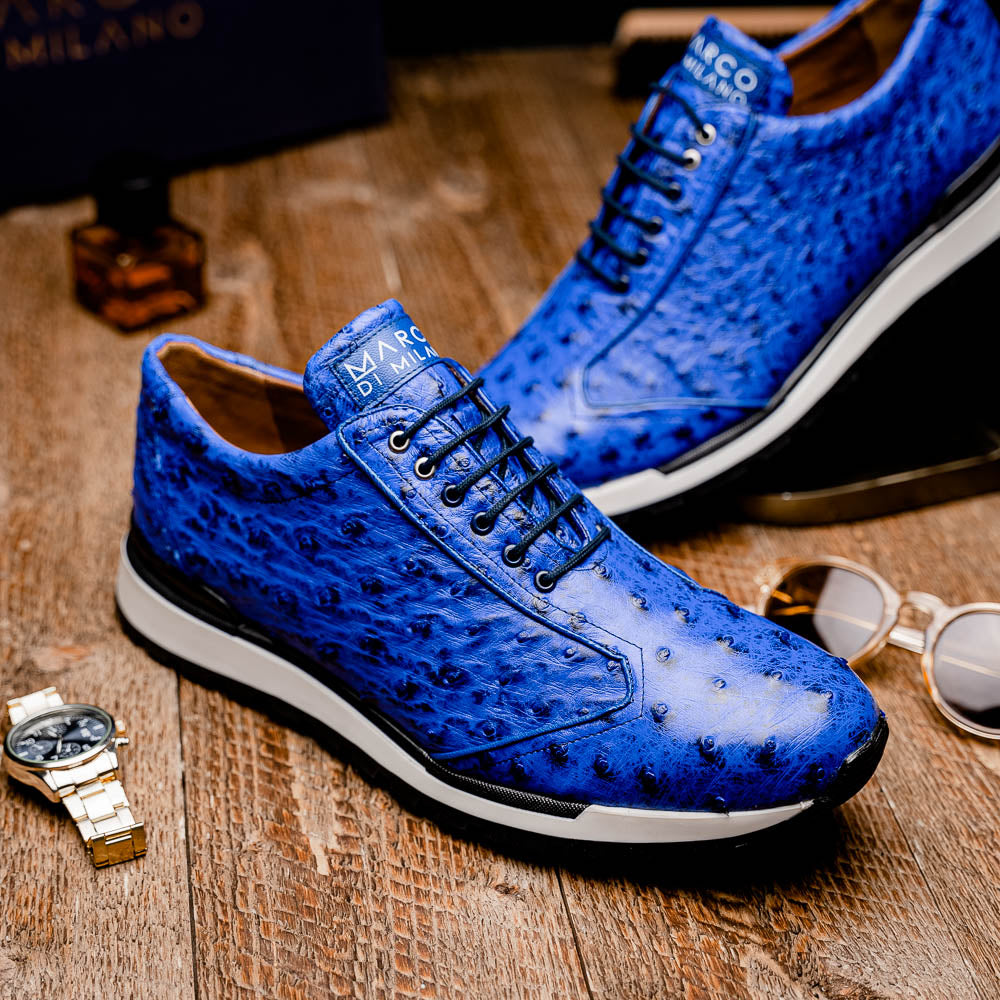 Marco Di Milano Scanno Ostrich Quill Sneakers Electric Blue
