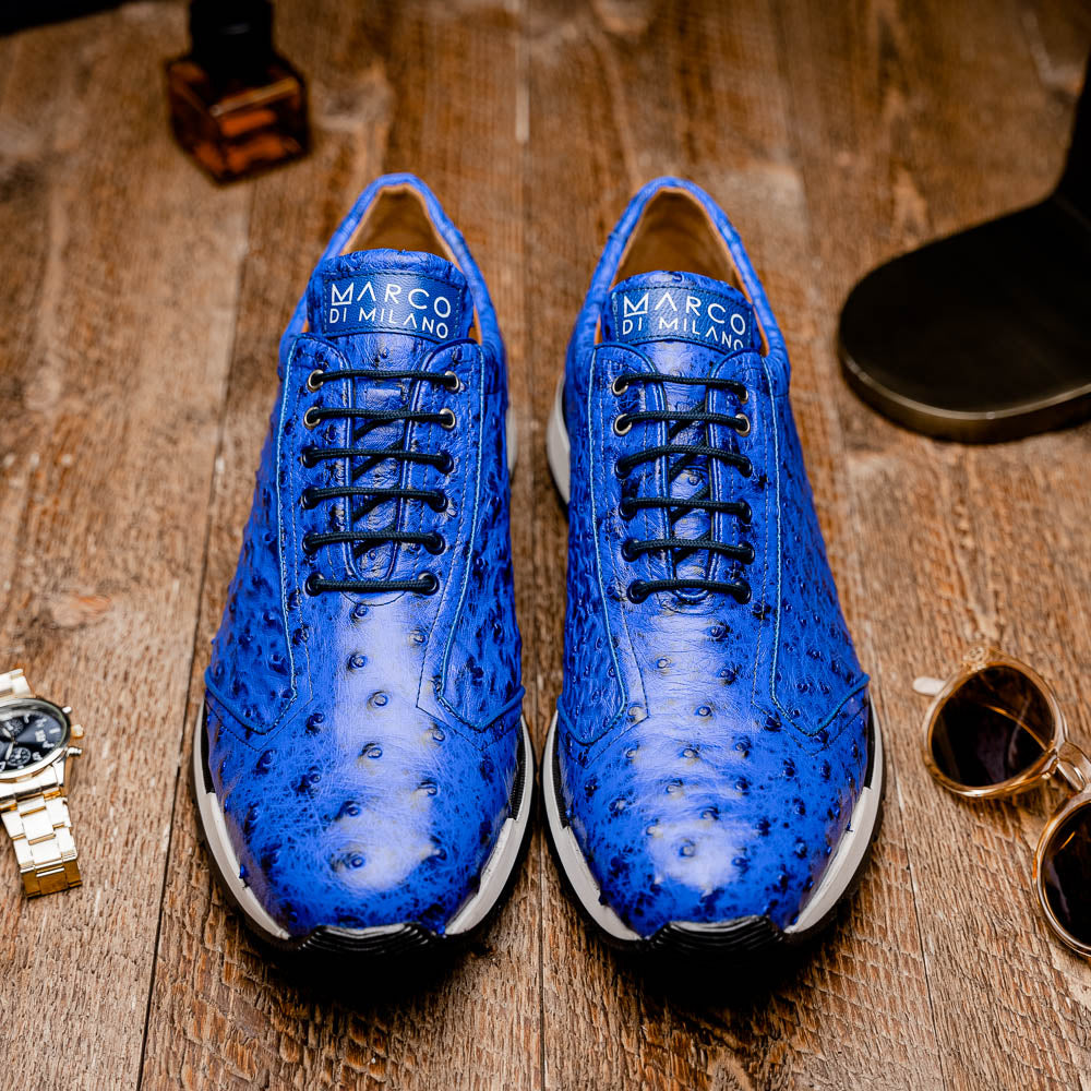 Marco Di Milano Scanno Ostrich Quill Sneakers Electric Blue