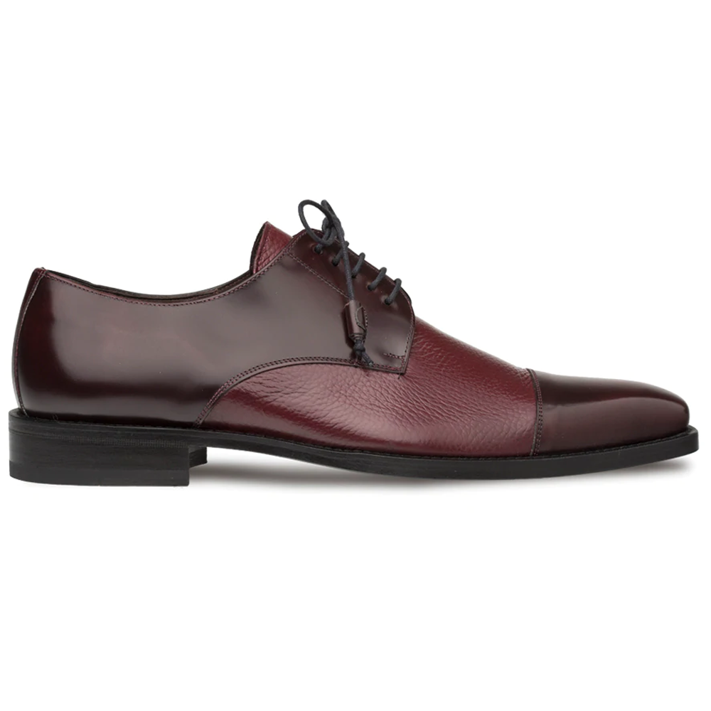 Mezlan Soka Calfskin & Deerskin Cap Toe Shoes Burgundy