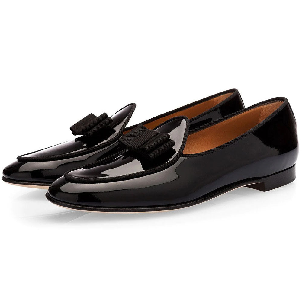 Superglamorous Tangerine 3 Patent Belgian Loafers Black