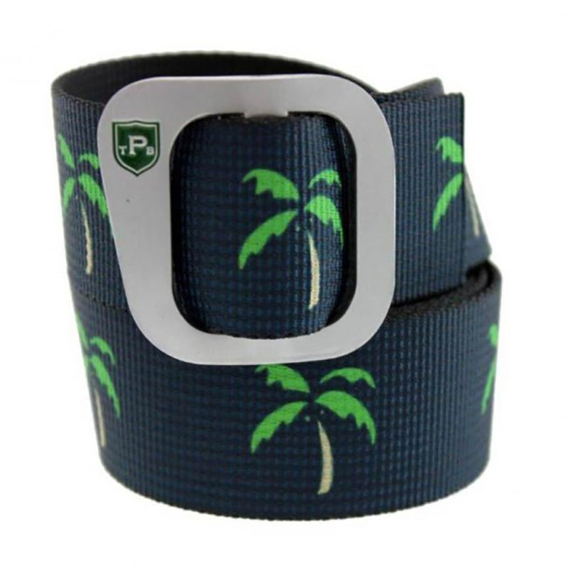 TB Phelps Brunswick Aluminum Slide Belt Florida Palm Tree Navy