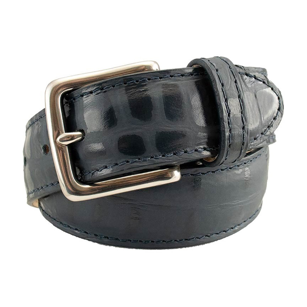 TB Phelps Colombia Croco Dress Belt Navy