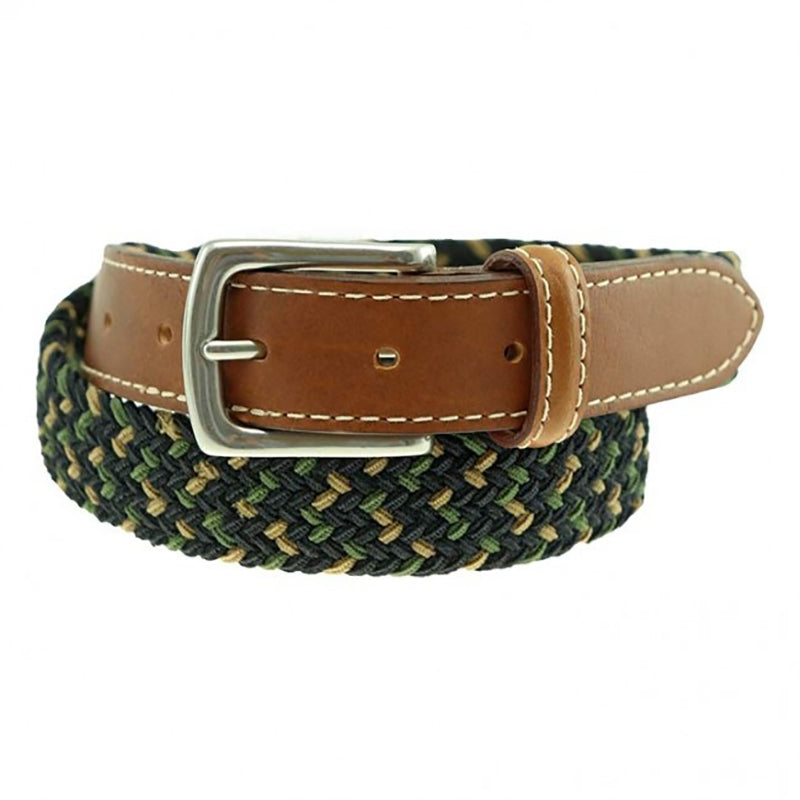 TB Phelps Cooper Elastic Braid & Bison Belt Khaki Navy Moss