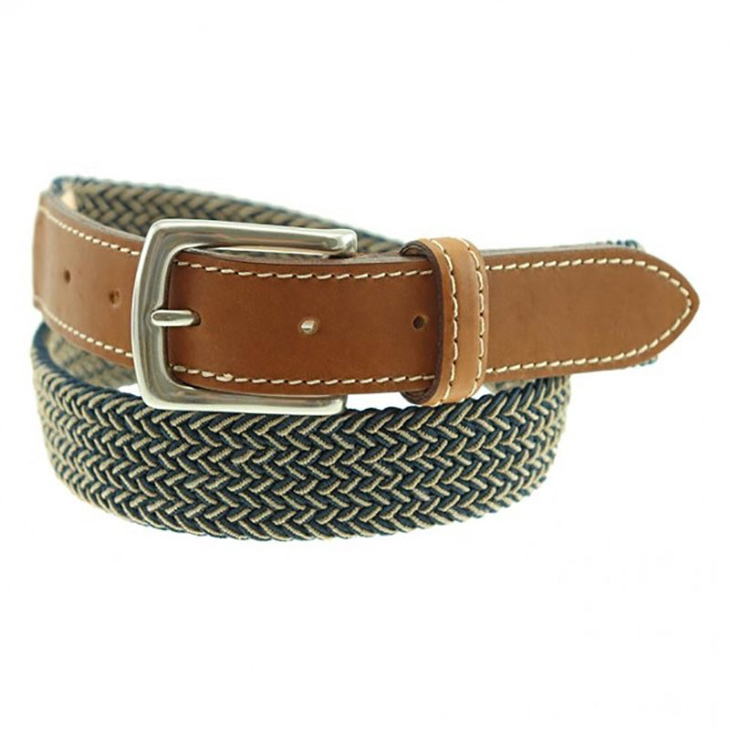 TB Phelps Cooper Elastic Braid & Bison Belt Navy Khaki
