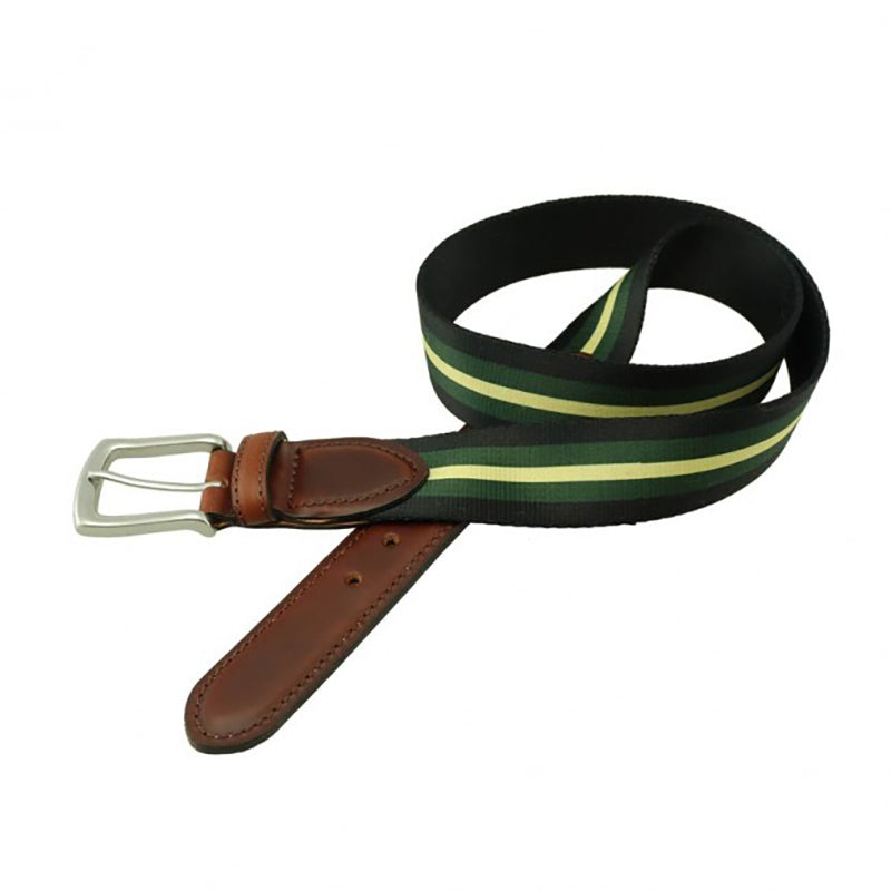 TB Phelps Hampton Web Tab Belt Green Navy Stripe