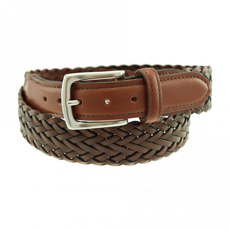 TB Phelps Maxwell Braided Leather Belt Tan