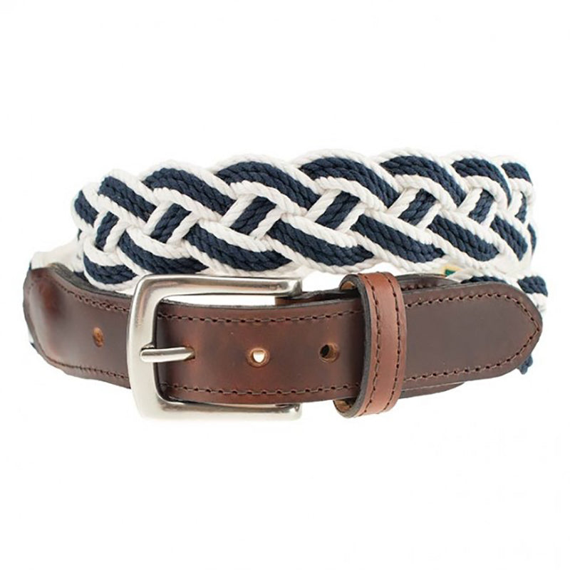 TB Phelps Savannah Cotton Braid Belt Navy / White