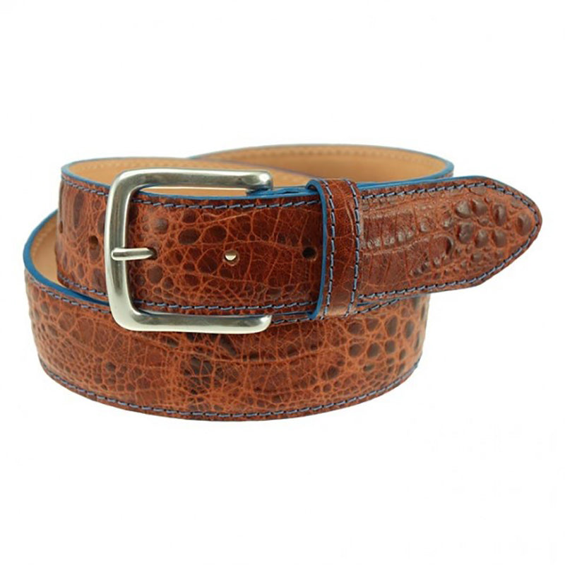 TB Phelps Travis Moc Croc Belt Sport Rust With Blue Edge