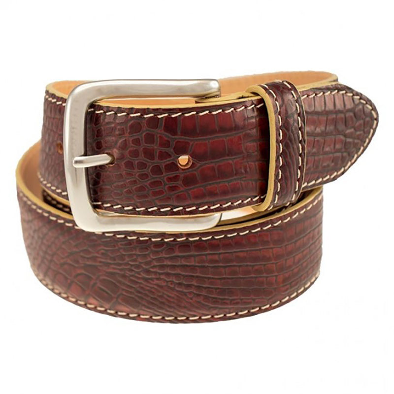 TB Phelps Travis Moc Croc Belt Wine