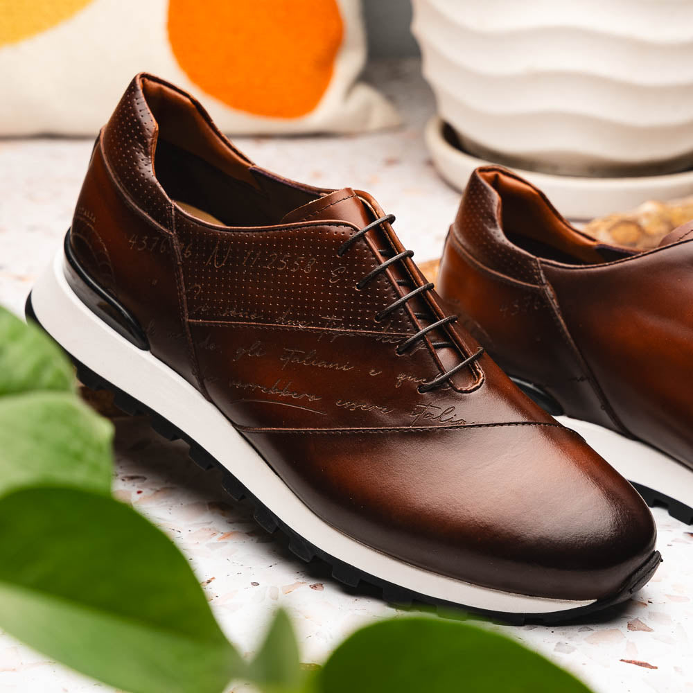 Zelli Testo Italian Calfskin Sneakers Brown (65-395-BRN)